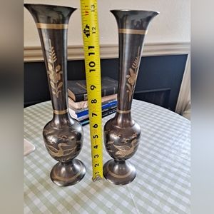 Vintage brass Mallard Pair of Vases